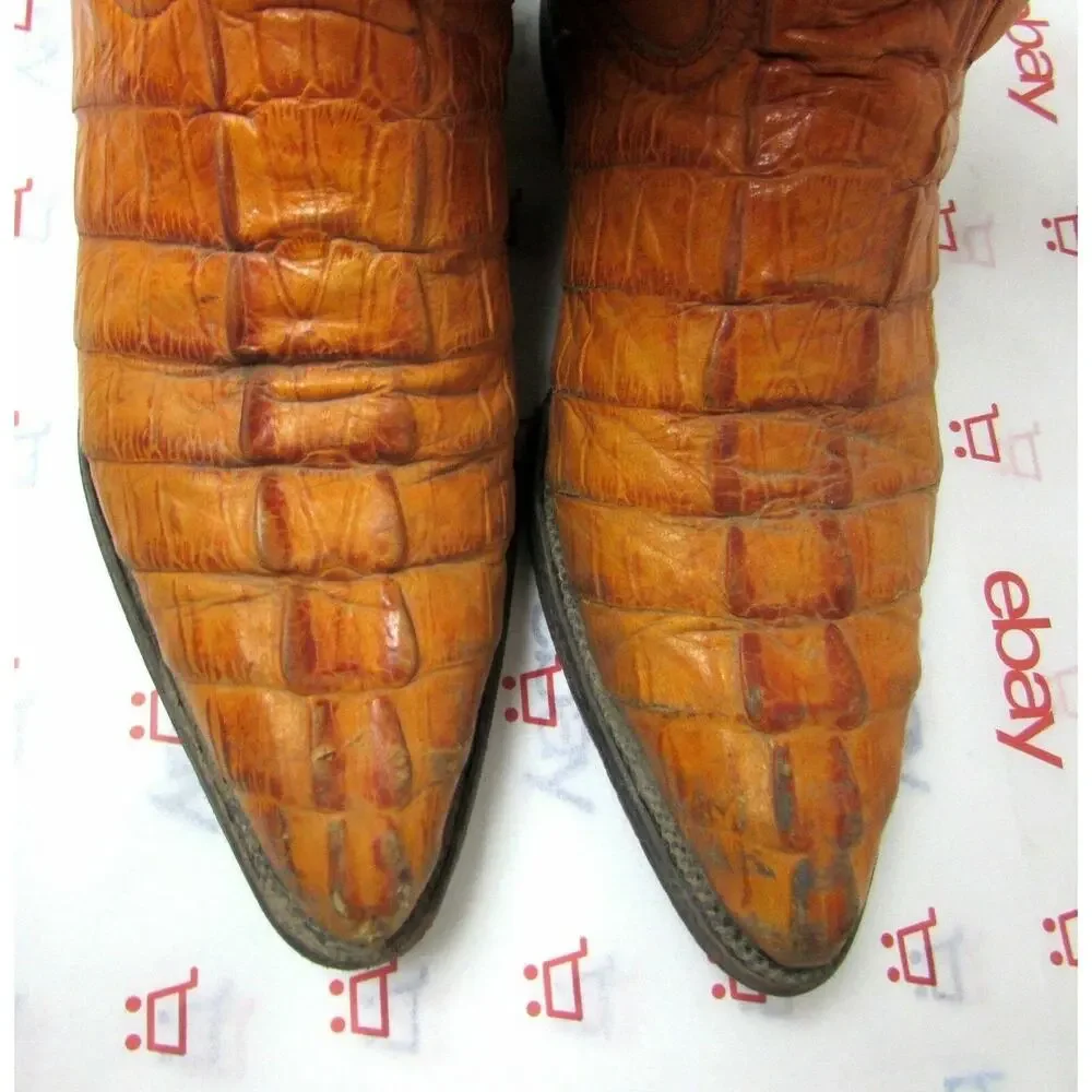 Team West men's size 27 mexico/ 8 EE Wide U.S. leather boots Crocodile Print